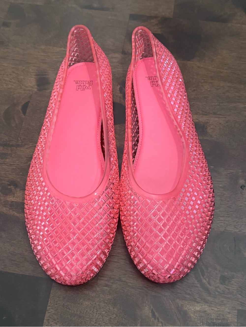 Wild Fable Isabella Woven Lattice Jelly Ballet Flats Pink Red NWOT